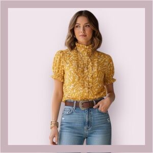 Poetry Clothing Sheer Ruffled Blouse Size S